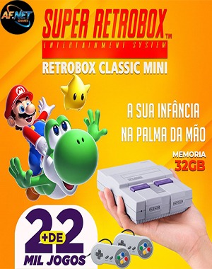 Retrobox Classic com 2 controles e 22 Mil Jogos de Play 1,N64,Super  Nintendo,Mega Drive,Atari